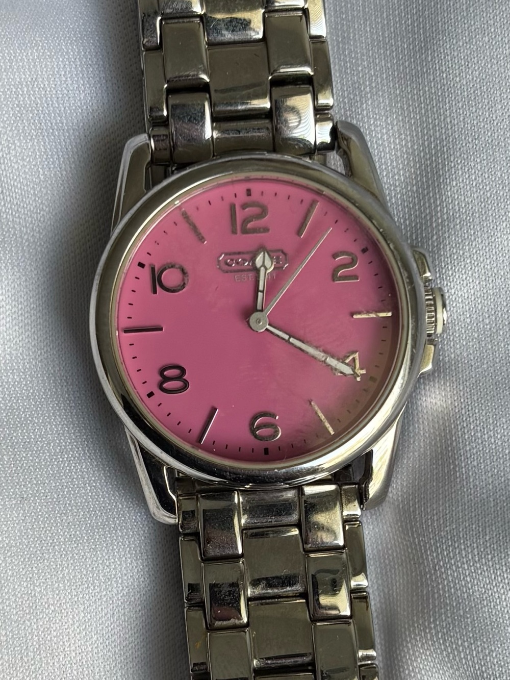 Coach Pink Face Silver Watch